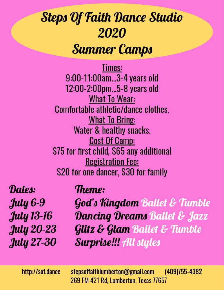 camps2020 - Steps of Faith Dance Studio - Lumberton